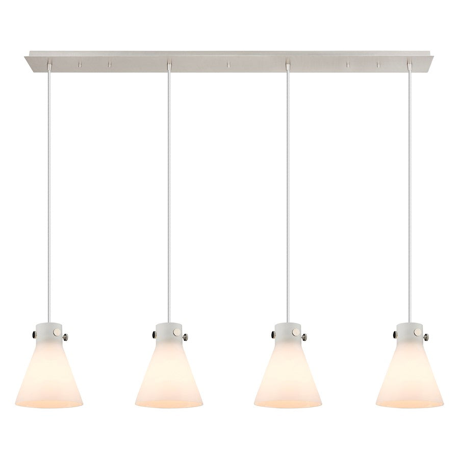 Innovations Newton Cone 4Lt 8" CL Pendant, PN/WH - 124-410-1PS-PN-G411-8WH
