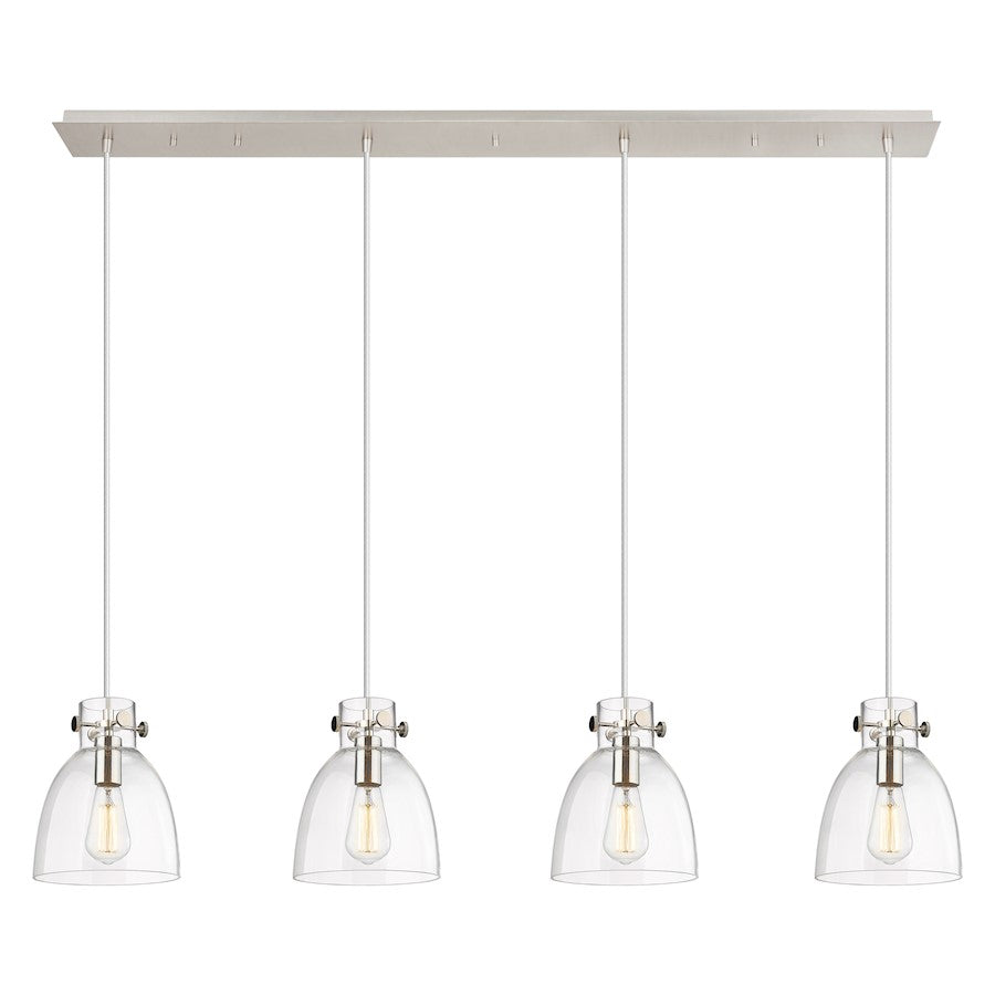 Innovations Newton Bell 4Lt 8" CL Pendant, PN/CL - 124-410-1PS-PN-G412-8CL