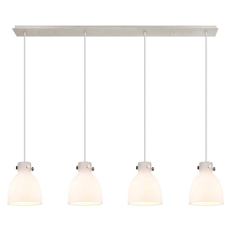 Innovations Newton Bell 4Lt 8" CL Pendant, PN/WH - 124-410-1PS-PN-G412-8WH