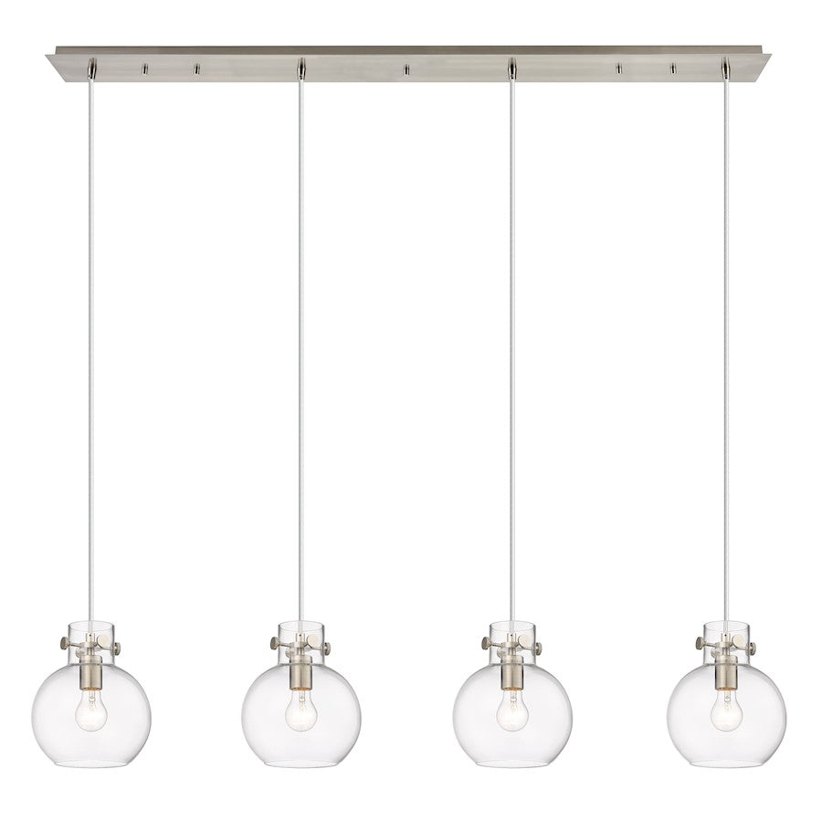 Innovations Newton Sphere 4Lt 8" CL Pendant, SN/CL - 124-410-1PS-SN-G410-8CL
