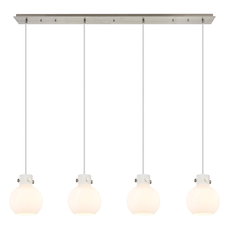 Innovations Newton Sphere 4Lt 8" CL Pendant, SN/WH - 124-410-1PS-SN-G410-8WH