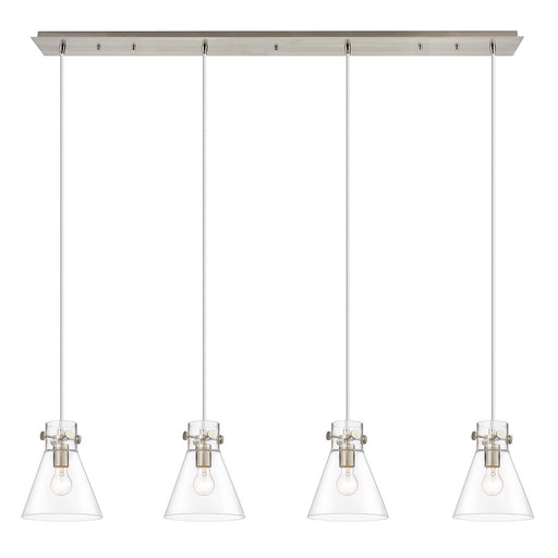 Innovations Newton Cone 4Lt 8" CL Pendant, SN/CL - 124-410-1PS-SN-G411-8CL