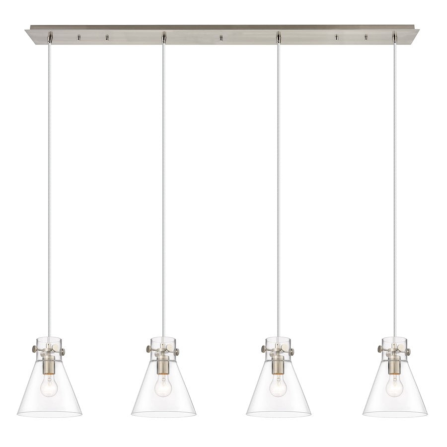 Innovations Newton Cone 4Lt 8" CL Pendant, SN/CL - 124-410-1PS-SN-G411-8CL