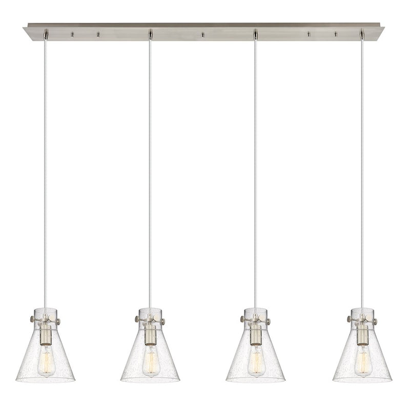 Innovations Newton Cone 4Lt 8" CL Pendant, SN/SD - 124-410-1PS-SN-G411-8SDY