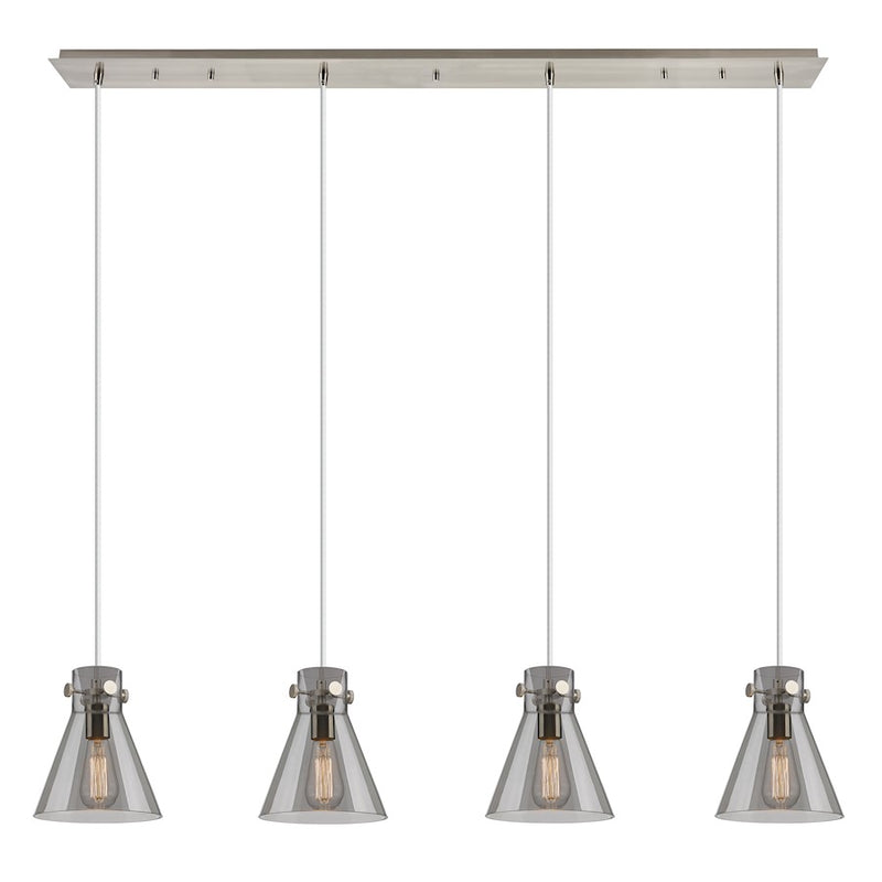 Innovations Newton Cone 4Lt 8" CL Pendant, SN/SM - 124-410-1PS-SN-G411-8SM