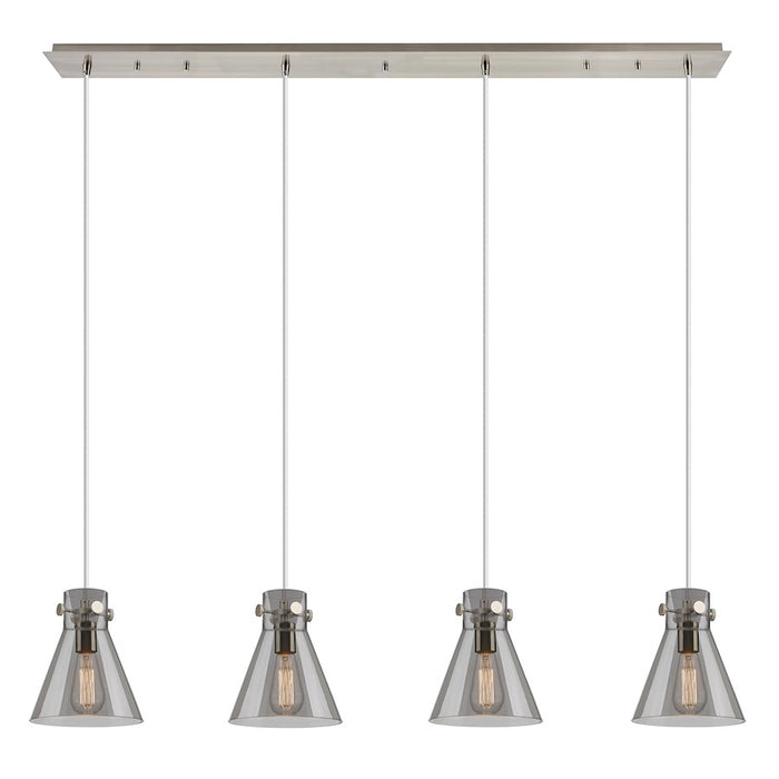 Innovations Newton Cone 4Lt 8" CL Pendant, SN/SM - 124-410-1PS-SN-G411-8SM