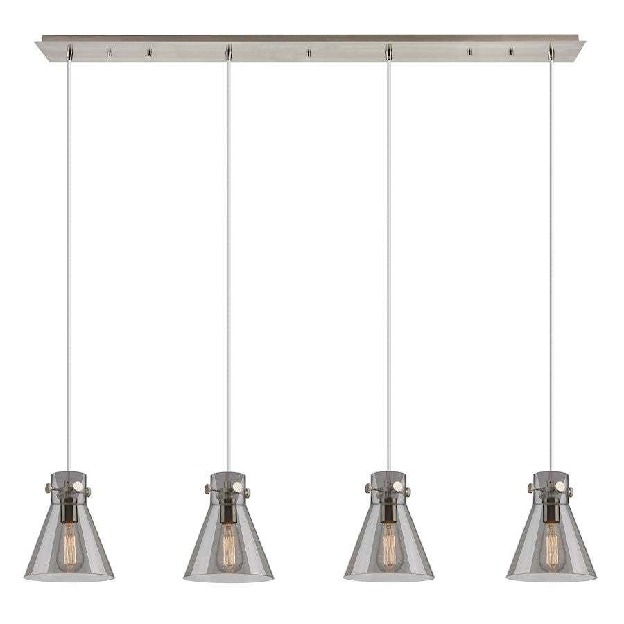 Innovations Newton Cone 4Lt 8" CL Pendant, SN/SM - 124-410-1PS-SN-G411-8SM