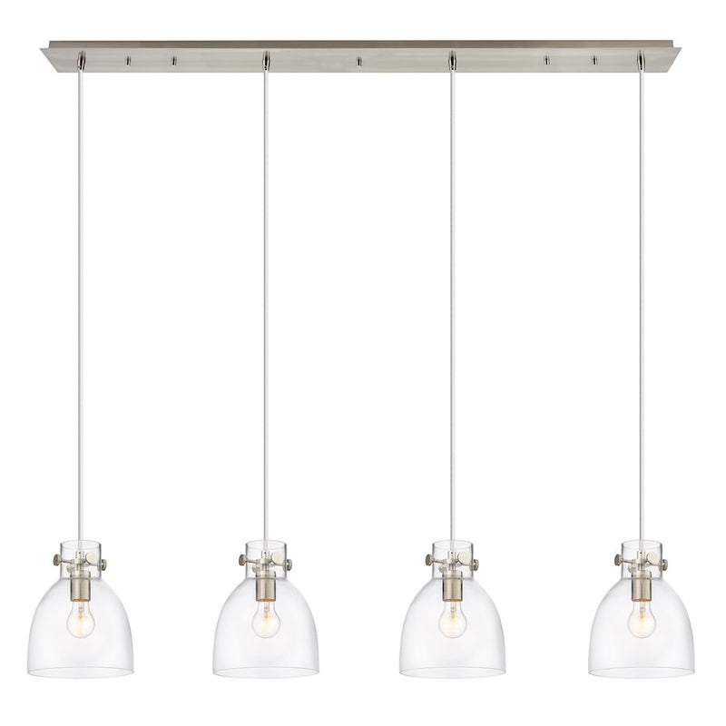 Innovations Newton Bell 4Lt 8" CL Pendant, SN/CL - 124-410-1PS-SN-G412-8CL