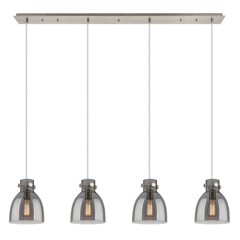 Innovations Newton Bell 4Lt 8" CL Pendant, SN/SM - 124-410-1PS-SN-G412-8SM