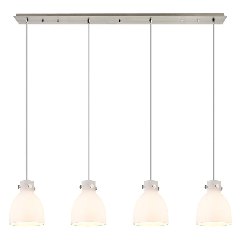 Innovations Newton Bell 4Lt 8" CL Pendant, SN/WH - 124-410-1PS-SN-G412-8WH