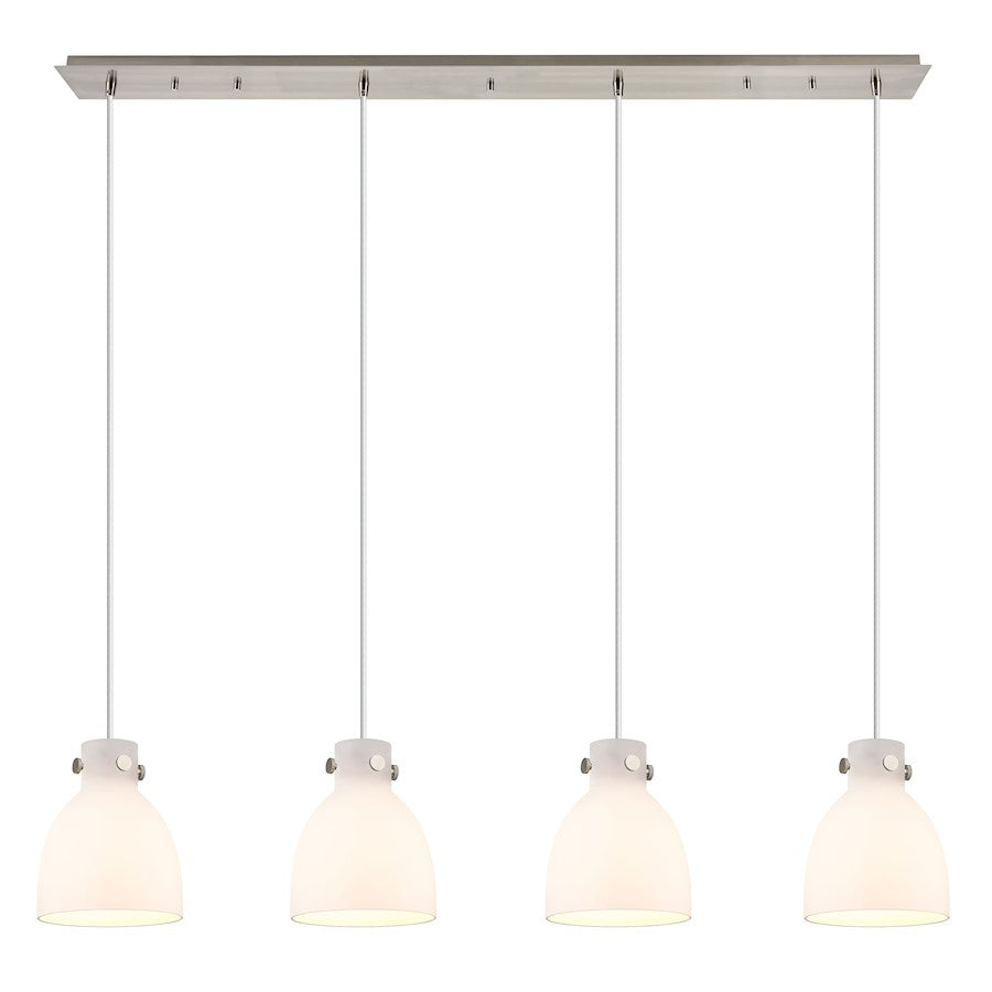 Innovations Newton Bell 4Lt 8" CL Pendant, SN/WH - 124-410-1PS-SN-G412-8WH