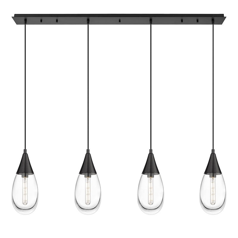 Innovations Malone 4Lt 6" Cord Linear Pendant, BK/CL - 124-450-1P-BK-G450-6CL