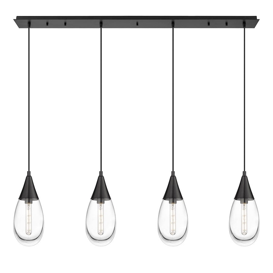 Innovations Malone 4Lt 6" Cord Linear Pendant, BK/CL - 124-450-1P-BK-G450-6CL