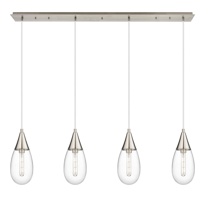 Innovations Malone 4Lt 6" Cord Linear Pendant, SN/Clear - 124-450-1P-SN-G450-6CL