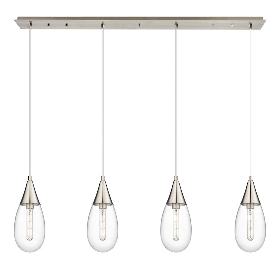 Innovations Malone 4Lt 6" Cord Linear Pendant, SN/Clear - 124-450-1P-SN-G450-6CL