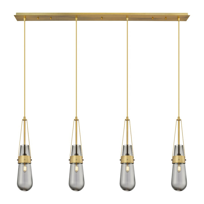 Innovations Milan 4Lt 4" Cord Linear Pendant, BS/SM - 124-452-1P-BB-G452-4SM