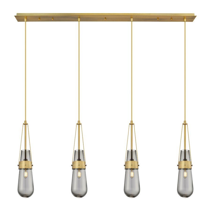 Innovations Milan 4Lt 4" Cord Linear Pendant, BS/SM - 124-452-1P-BB-G452-4SM