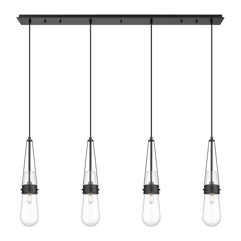 Innovations Milan 4Lt 4" Cord Linear Pendant, BK/CL - 124-452-1P-BK-G452-4CL