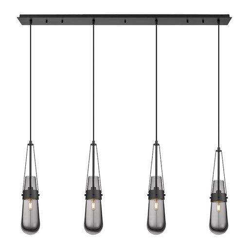 Innovations Milan 4Lt 4" Cord Linear Pendant, BK/SM - 124-452-1P-BK-G452-4SM