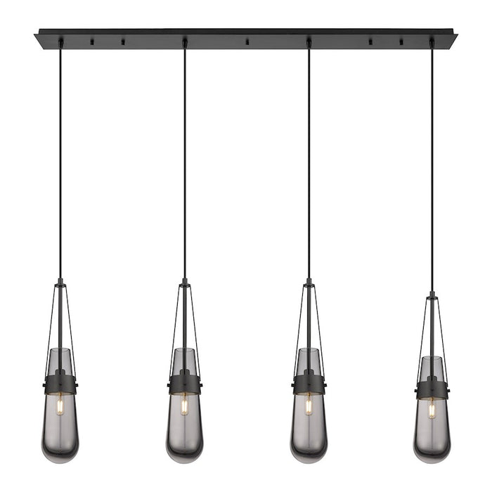 Innovations Milan 4Lt 4" Cord Linear Pendant, BK/SM - 124-452-1P-BK-G452-4SM