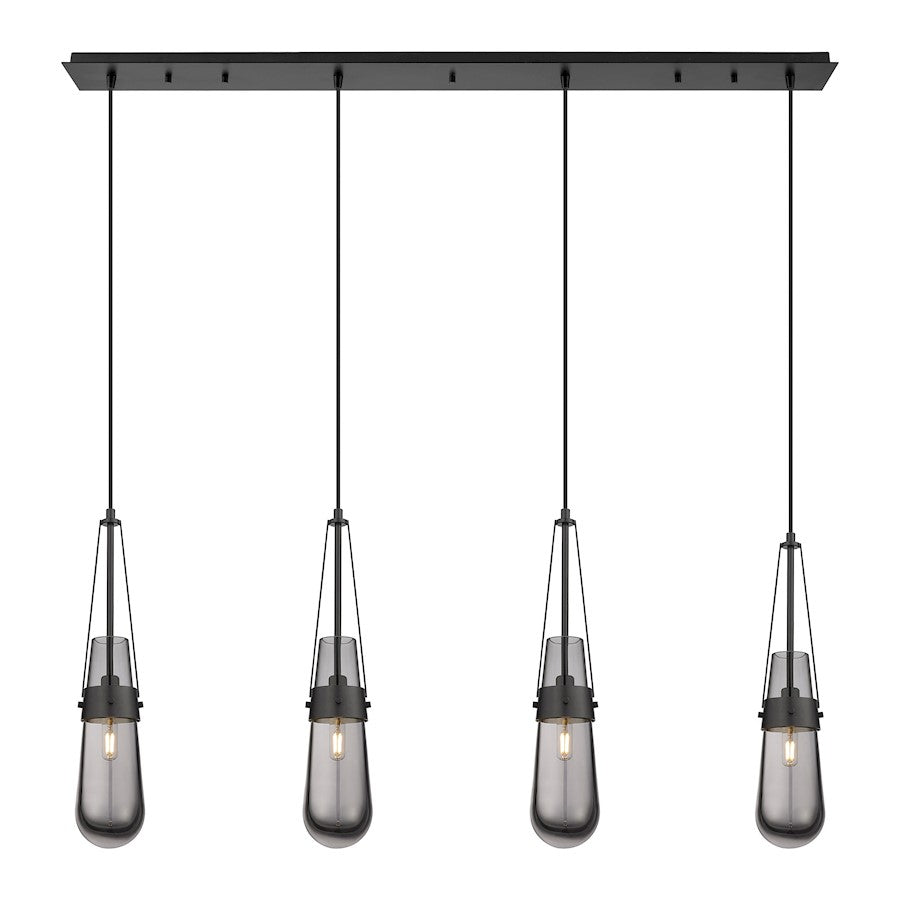 Innovations Milan 4Lt 4" Cord Linear Pendant, BK/SM - 124-452-1P-BK-G452-4SM