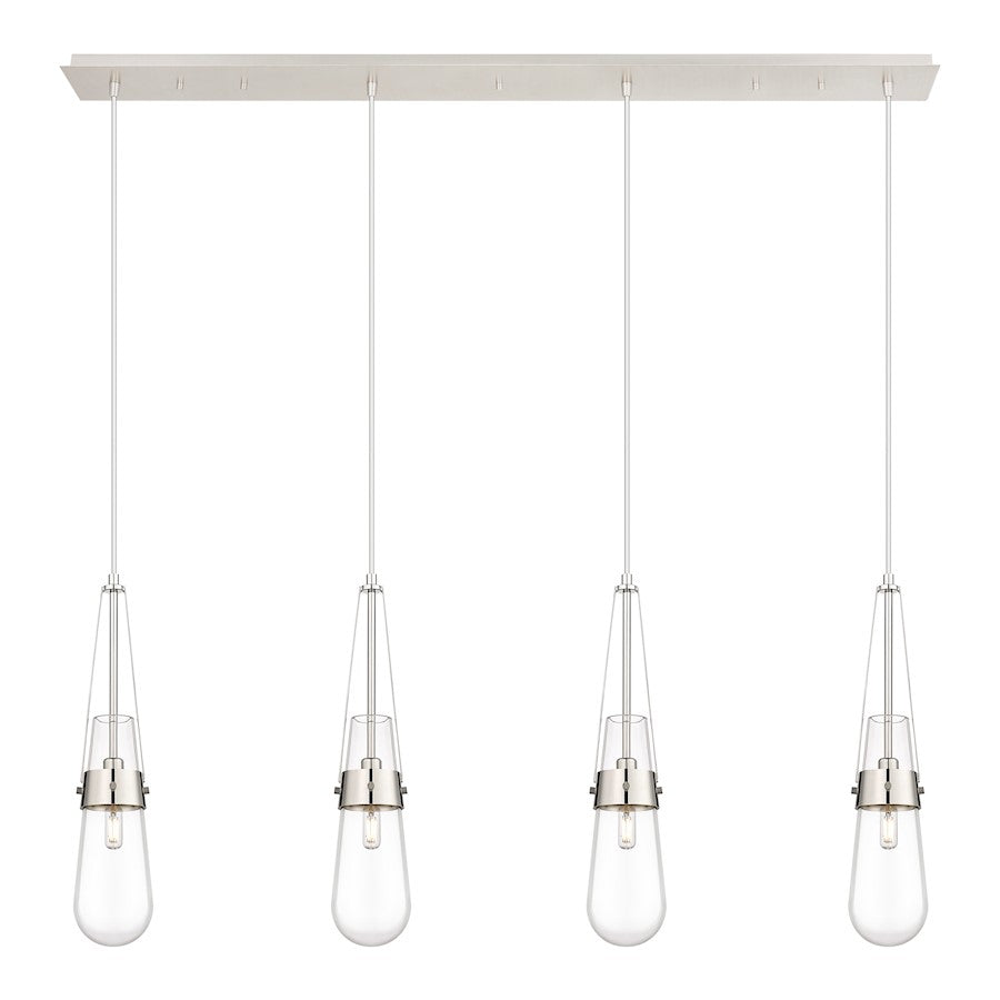 Innovations Milan 4Lt 4" Cord Linear Pendant, PN/Clear - 124-452-1P-PN-G452-4CL