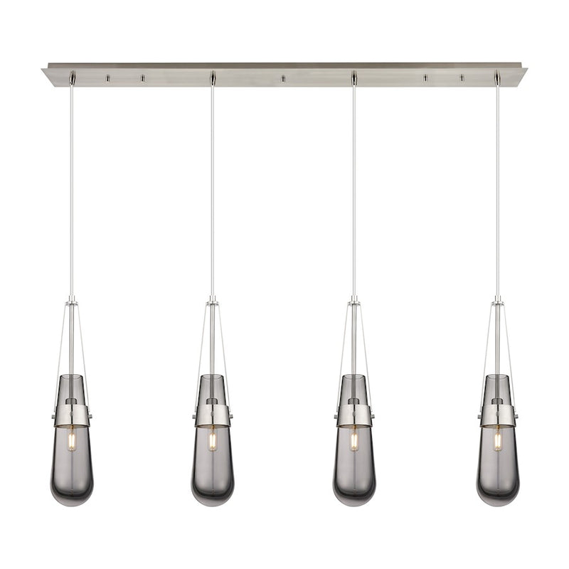 Innovations Milan 4Lt 4" Cord Linear Pendant, SN/Smoke - 124-452-1P-SN-G452-4SM