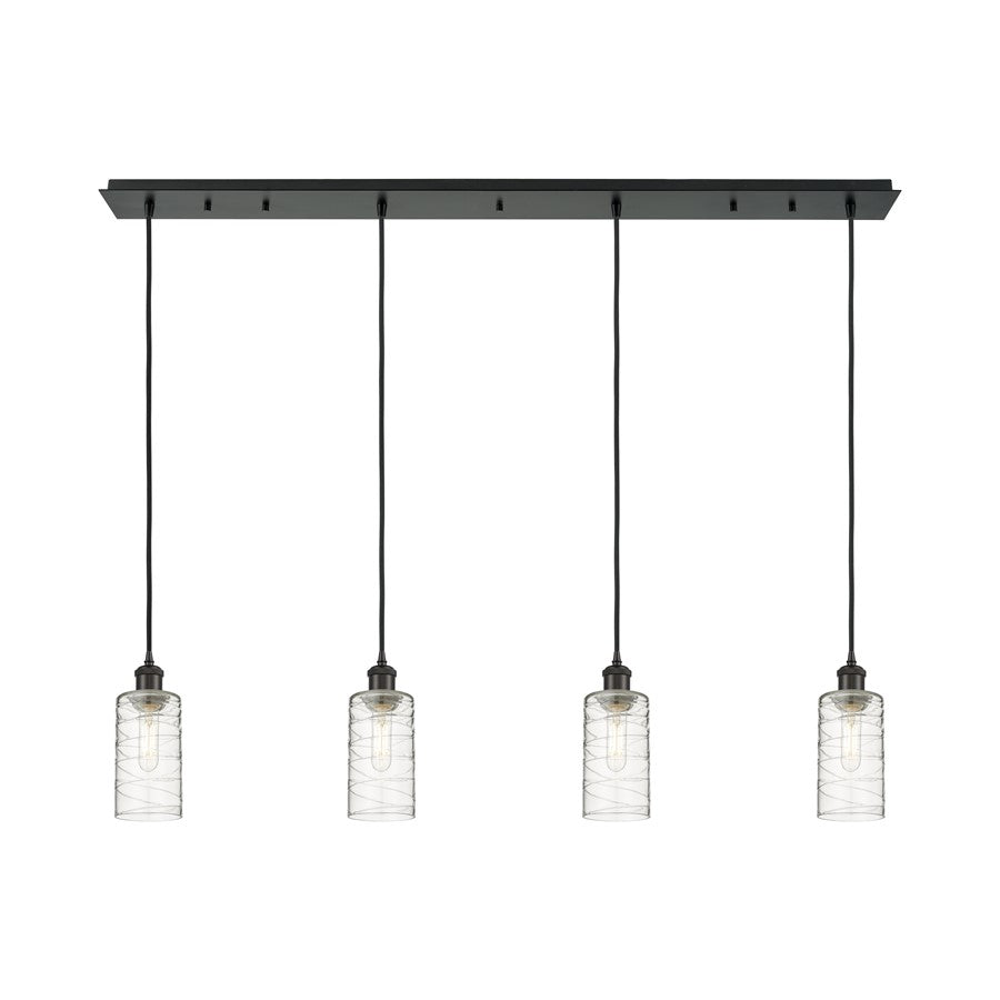 Innovations Crown Point 4Lt 49" Cord Linear Pendant, BK/DS - 124B-4P-BK-G434-7DE
