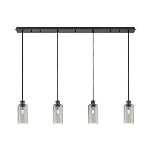 Innovations Crown Point 4Lt 49" Cord Linear Pendant, BK/SM - 124B-4P-BK-G434-7SM
