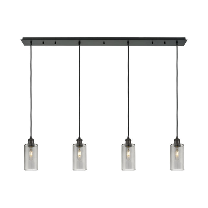 Innovations Crown Point 4Lt 49" Cord Linear Pendant, BK/SM - 124B-4P-BK-G434-7SM