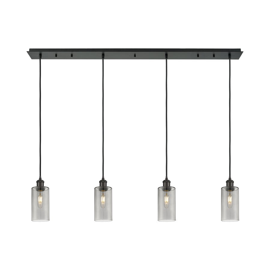 Innovations Crown Point 4Lt 49" Cord Linear Pendant, BK/SM - 124B-4P-BK-G434-7SM