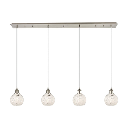 Innovations White Mouchette 50in 4-Light Linear Pendant | Art Deco Brushed Satin Nickel and Clear Glass | Kitchen Island & | Model 124B-4P-SN-G1216-6WM