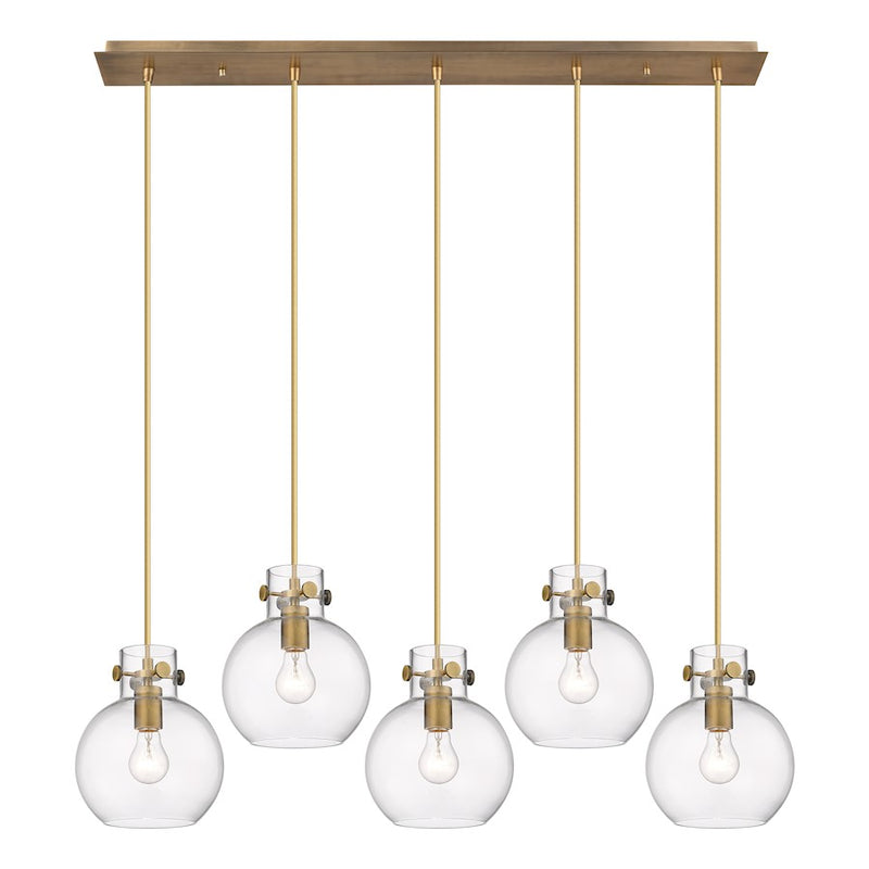 Innovations Newton Sphere 5Lt 8" CL Pendant, BS/CL - 125-410-1PS-BB-G410-8CL