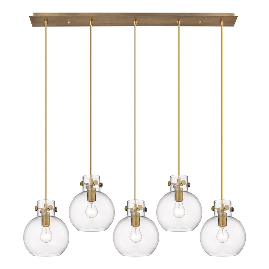 Innovations Newton Sphere 5Lt 8" CL Pendant, BS/CL - 125-410-1PS-BB-G410-8CL