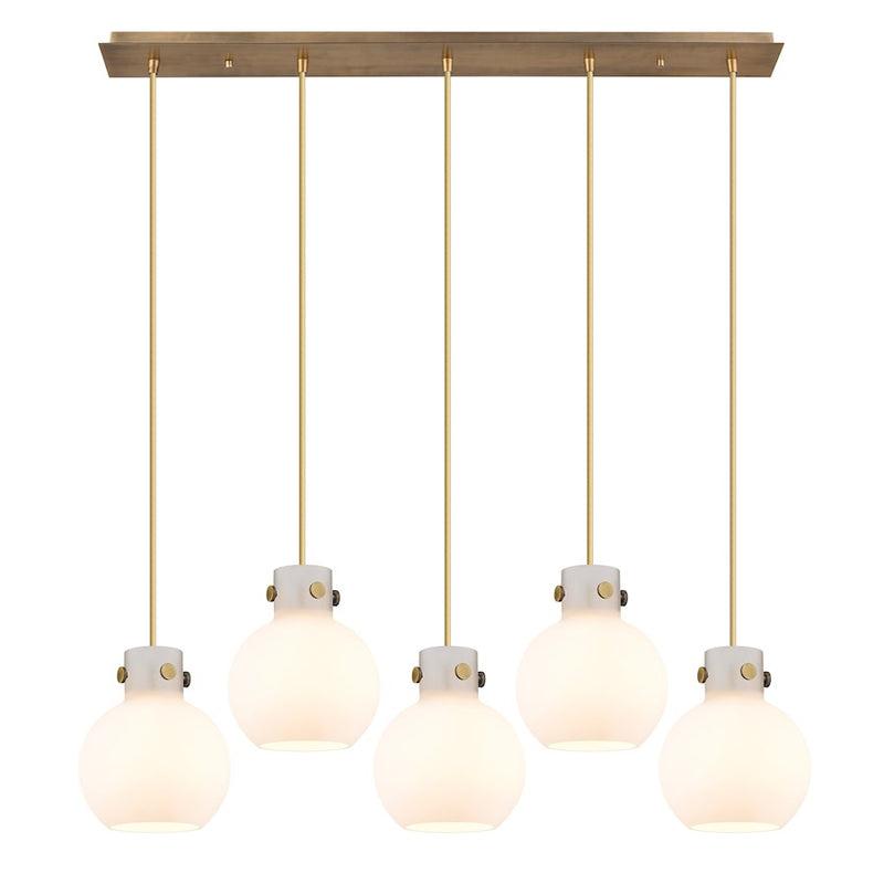 Innovations Newton Sphere 5Lt 8" CL Pendant, BS/WH - 125-410-1PS-BB-G410-8WH