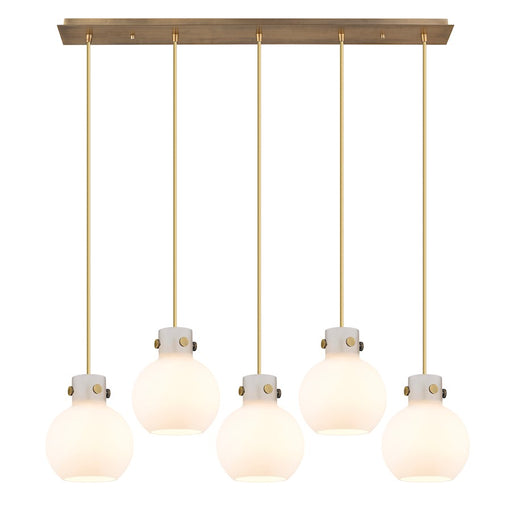 Innovations Newton Sphere 5Lt 8" CL Pendant, BS/WH - 125-410-1PS-BB-G410-8WH