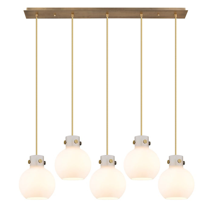 Innovations Newton Sphere 5Lt 8" CL Pendant, BS/WH - 125-410-1PS-BB-G410-8WH