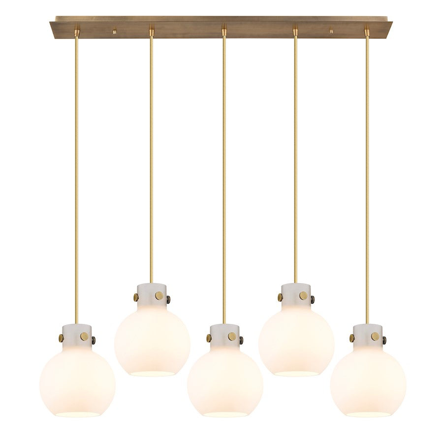 Innovations Newton Sphere 5Lt 8" CL Pendant, BS/WH - 125-410-1PS-BB-G410-8WH
