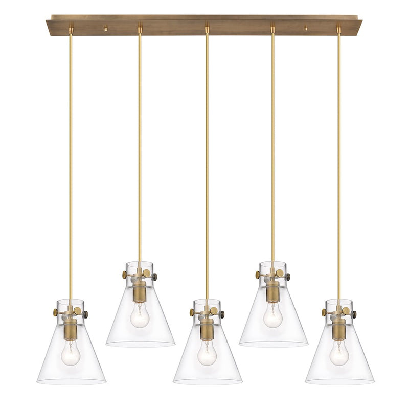 Innovations Newton Cone 5Lt 8" CL Pendant, BS/CL - 125-410-1PS-BB-G411-8CL