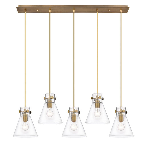 Innovations Newton Cone 5Lt 8" CL Pendant, BS/CL - 125-410-1PS-BB-G411-8CL
