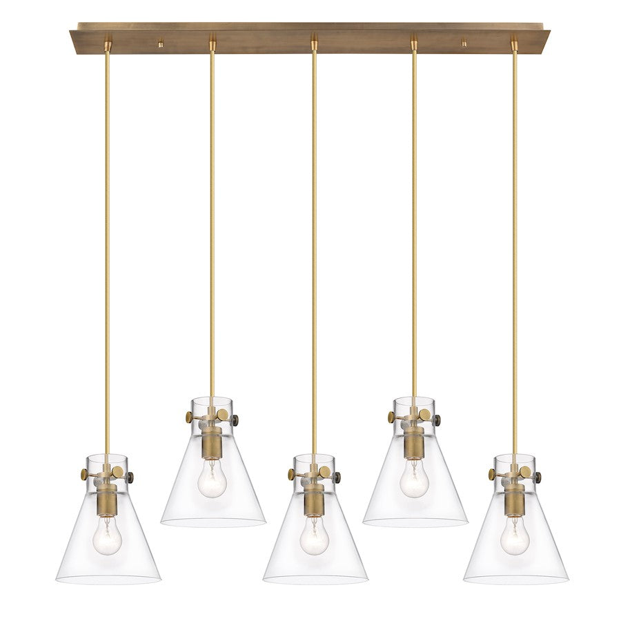 Innovations Newton Cone 5Lt 8" CL Pendant, BS/CL - 125-410-1PS-BB-G411-8CL