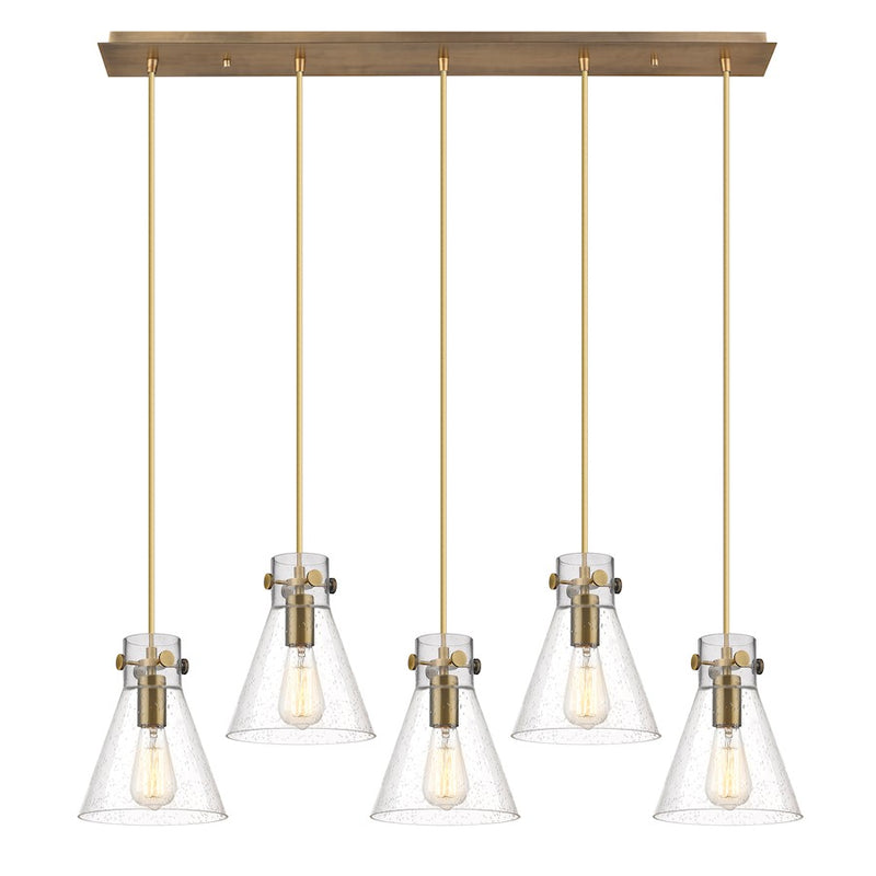 Innovations Newton Cone 5Lt 8" CL Pendant, BS/SD - 125-410-1PS-BB-G411-8SDY