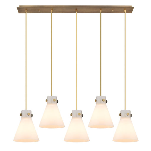 Innovations Newton Cone 5Lt 8" CL Pendant, BS/WH - 125-410-1PS-BB-G411-8WH