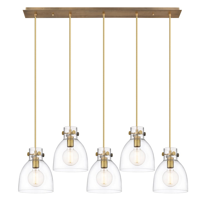 Innovations Newton Bell 5Lt 8" CL Pendant, BS/CL - 125-410-1PS-BB-G412-8CL