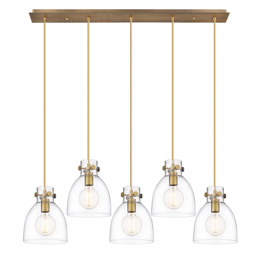 Innovations Newton Bell 5Lt 8" CL Pendant, BS/CL - 125-410-1PS-BB-G412-8CL