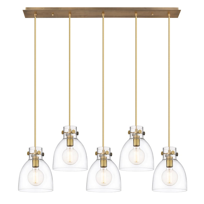 Innovations Newton Bell 5Lt 8" CL Pendant, BS/CL - 125-410-1PS-BB-G412-8CL