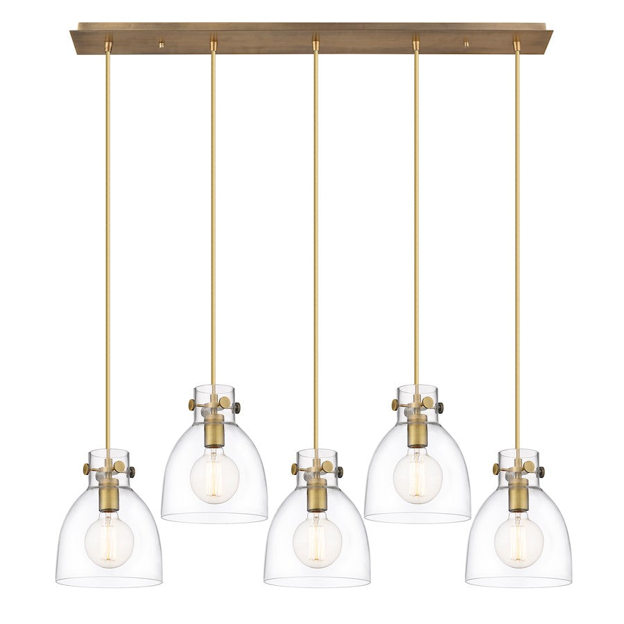 Innovations Newton Bell 5Lt 8" CL Pendant, BS/CL - 125-410-1PS-BB-G412-8CL
