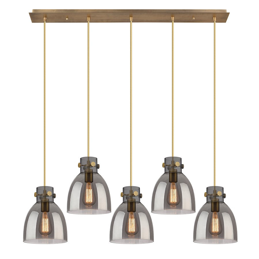 Innovations Newton Bell 5Lt 8" CL Pendant, BS/SM - 125-410-1PS-BB-G412-8SM