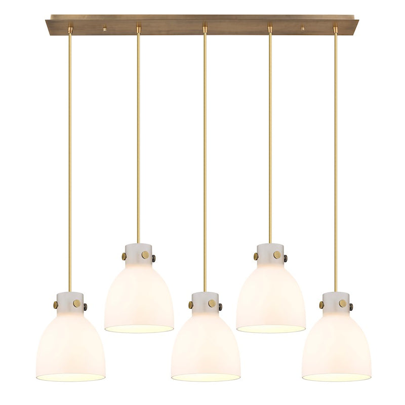 Innovations Newton Bell 5Lt 8" CL Pendant, BS/WH - 125-410-1PS-BB-G412-8WH