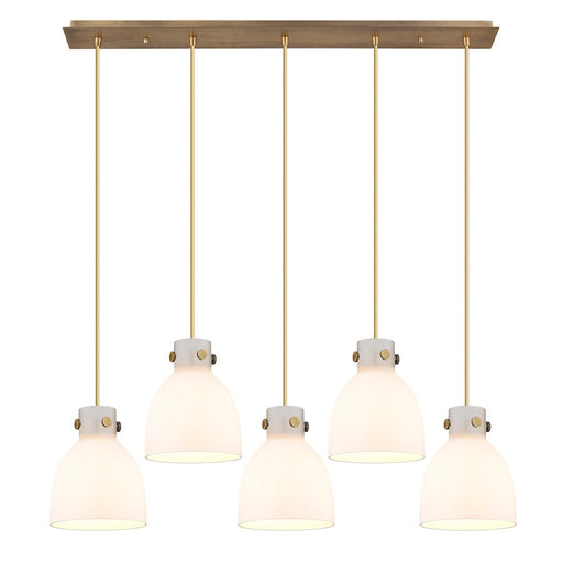 Innovations Newton Bell 5Lt 8" CL Pendant, BS/WH - 125-410-1PS-BB-G412-8WH